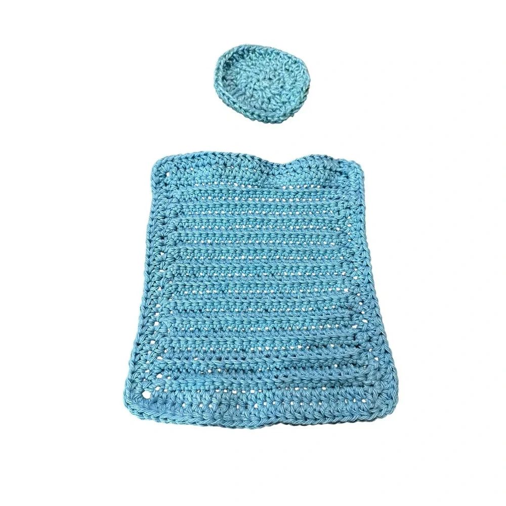 NEW crochet dish washing set 1 cotton wash cloth 1 dish‎ scrubby handmade